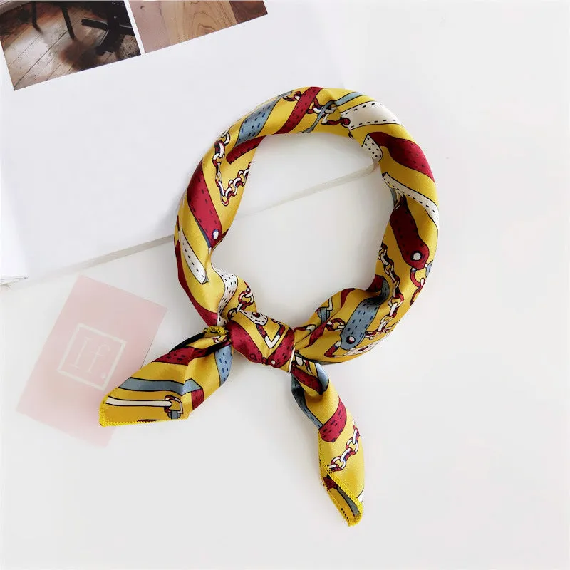 Floral Print Silk Small Square Scarf for Women - 40 Colors