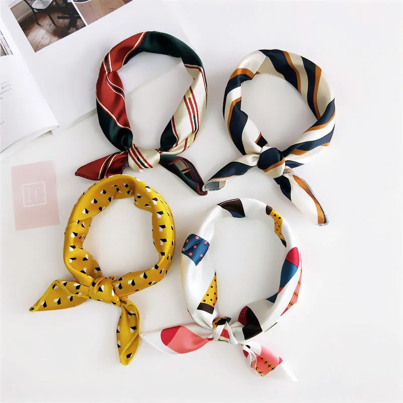 Floral Print Silk Small Square Scarf for Women - 40 Colors