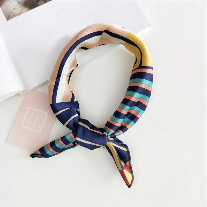 Floral Print Silk Small Square Scarf for Women - 40 Colors