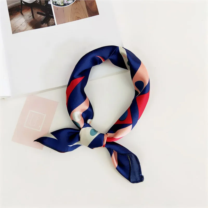 Floral Print Silk Small Square Scarf for Women - 40 Colors