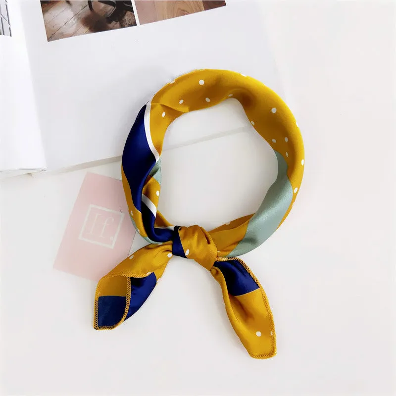 Floral Print Silk Small Square Scarf for Women - 40 Colors