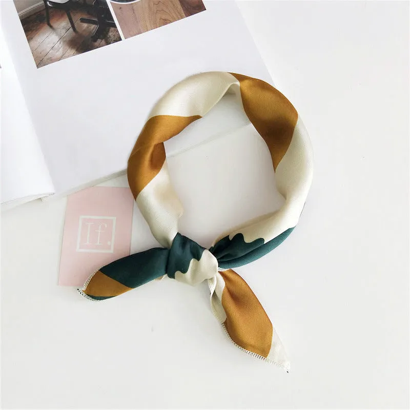 Floral Print Silk Small Square Scarf for Women - 40 Colors