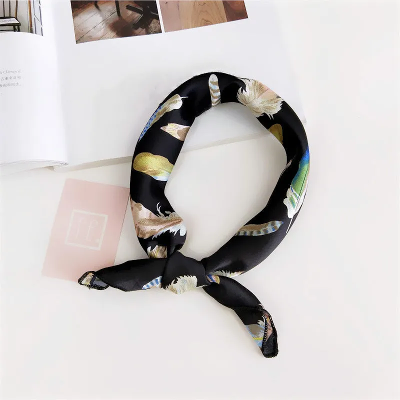 Floral Print Silk Small Square Scarf for Women - 40 Colors