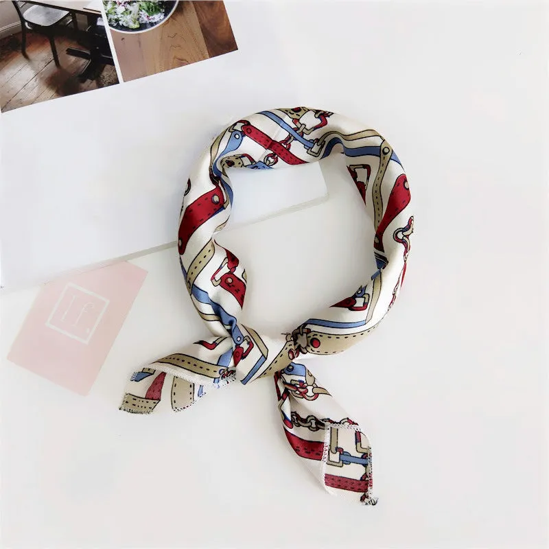 Floral Print Silk Small Square Scarf for Women - 40 Colors
