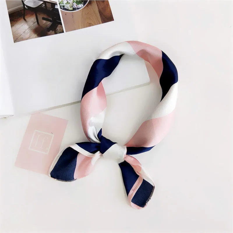 Floral Print Silk Small Square Scarf for Women - 40 Colors