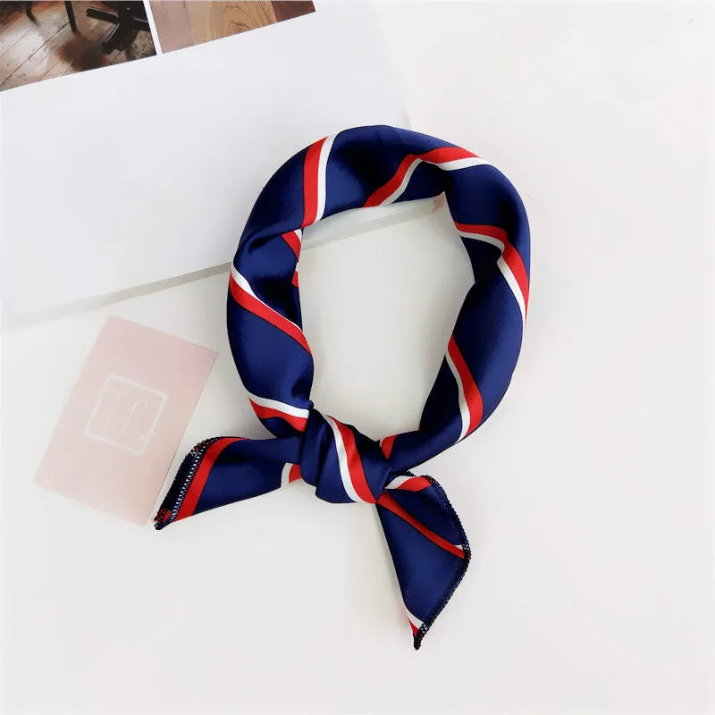 Floral Print Silk Small Square Scarf for Women - 40 Colors