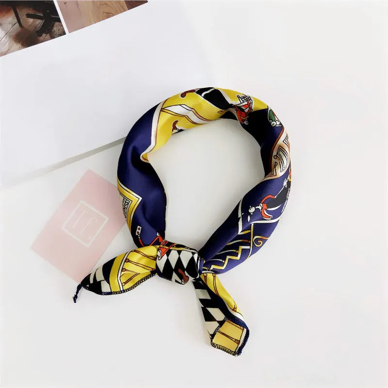 Floral Print Silk Small Square Scarf for Women - 40 Colors