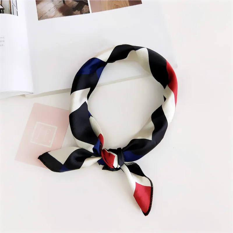 Floral Print Silk Small Square Scarf for Women - 40 Colors