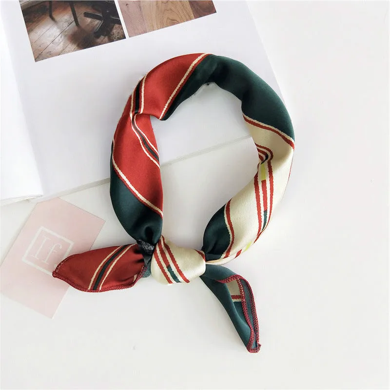 Floral Print Silk Small Square Scarf for Women - 40 Colors