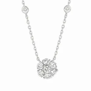 FLOWER & 8 BEZEL DIAMOND NECKLACE 14K GOLD (2.5 CTW)