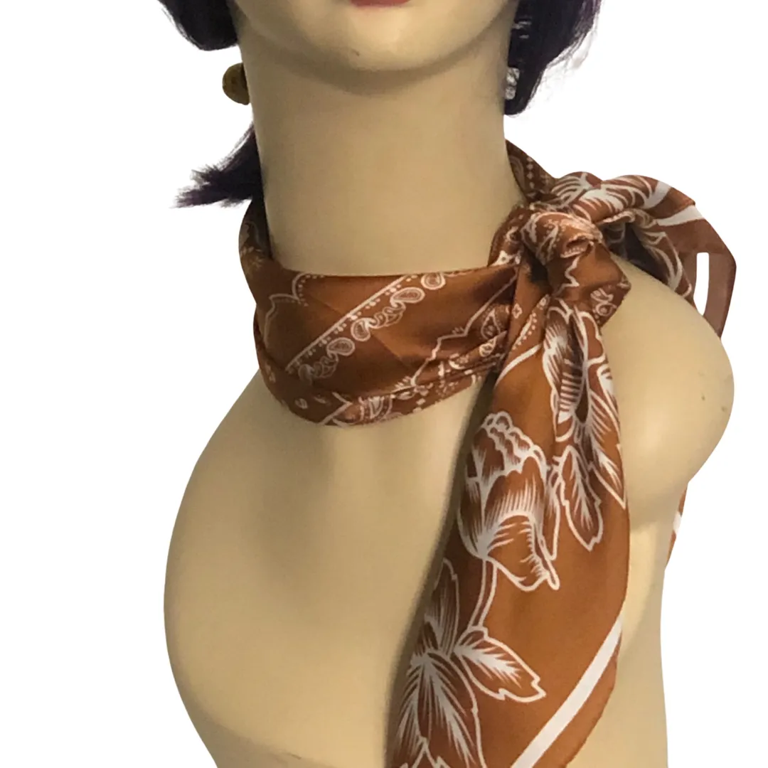Flower Necktie Poly Silk Scarf - Toast