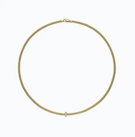 FOPE 18K Yellow Gold Prima Diamond Single Rondelle Necklace