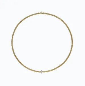 FOPE 18K Yellow Gold Prima Diamond Single Rondelle Necklace