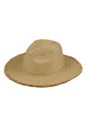 Frayed Solid Straw Sun Hat Taupe - Pack of 6