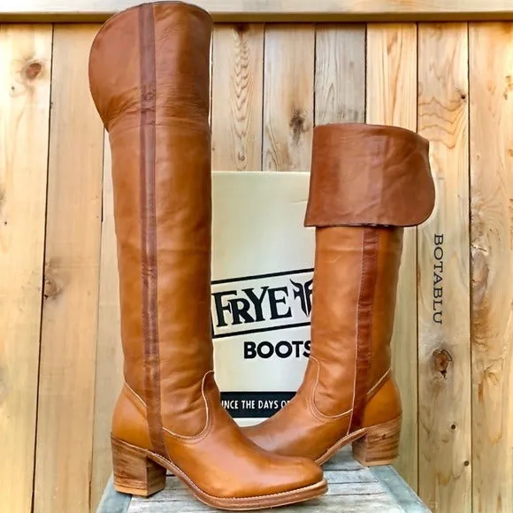 FRYE True Vintage Black Label Over the Knee Tall Knee High Brown Western Boots