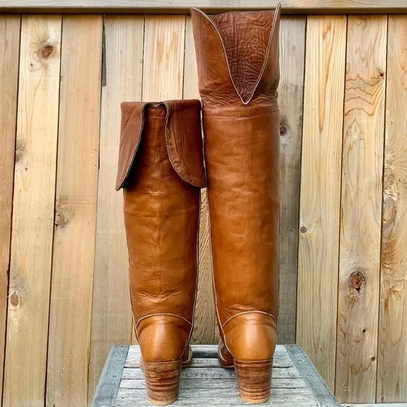FRYE True Vintage Black Label Over the Knee Tall Knee High Brown Western Boots