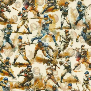Game Day by Robert Kaufman Fabrics BASEBALL PLAYERS/VINTAGE