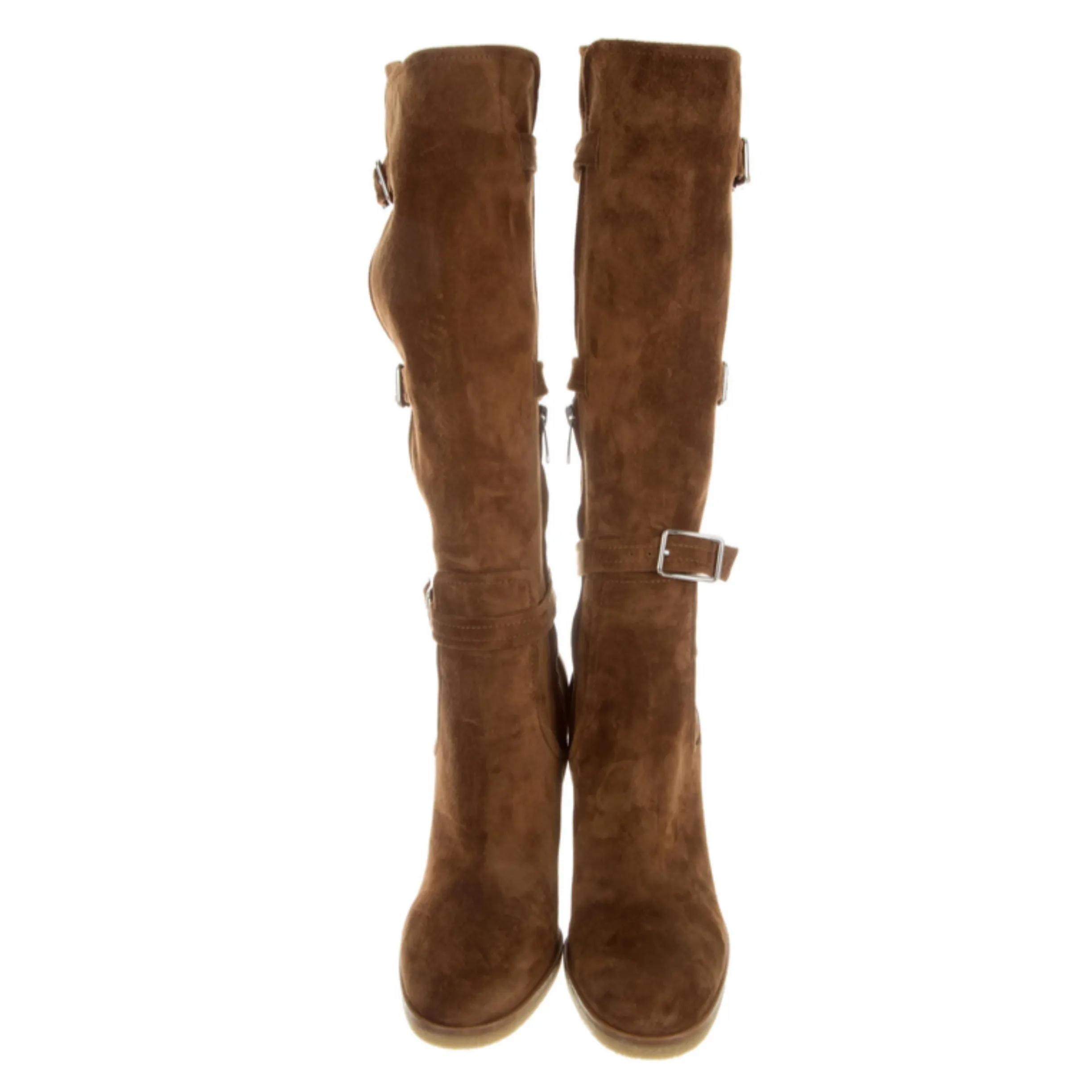 GIANVITO ROSSI Caramel Suede Stormer Knee-High Boots Size 9.5 (39.5 IT) NWB