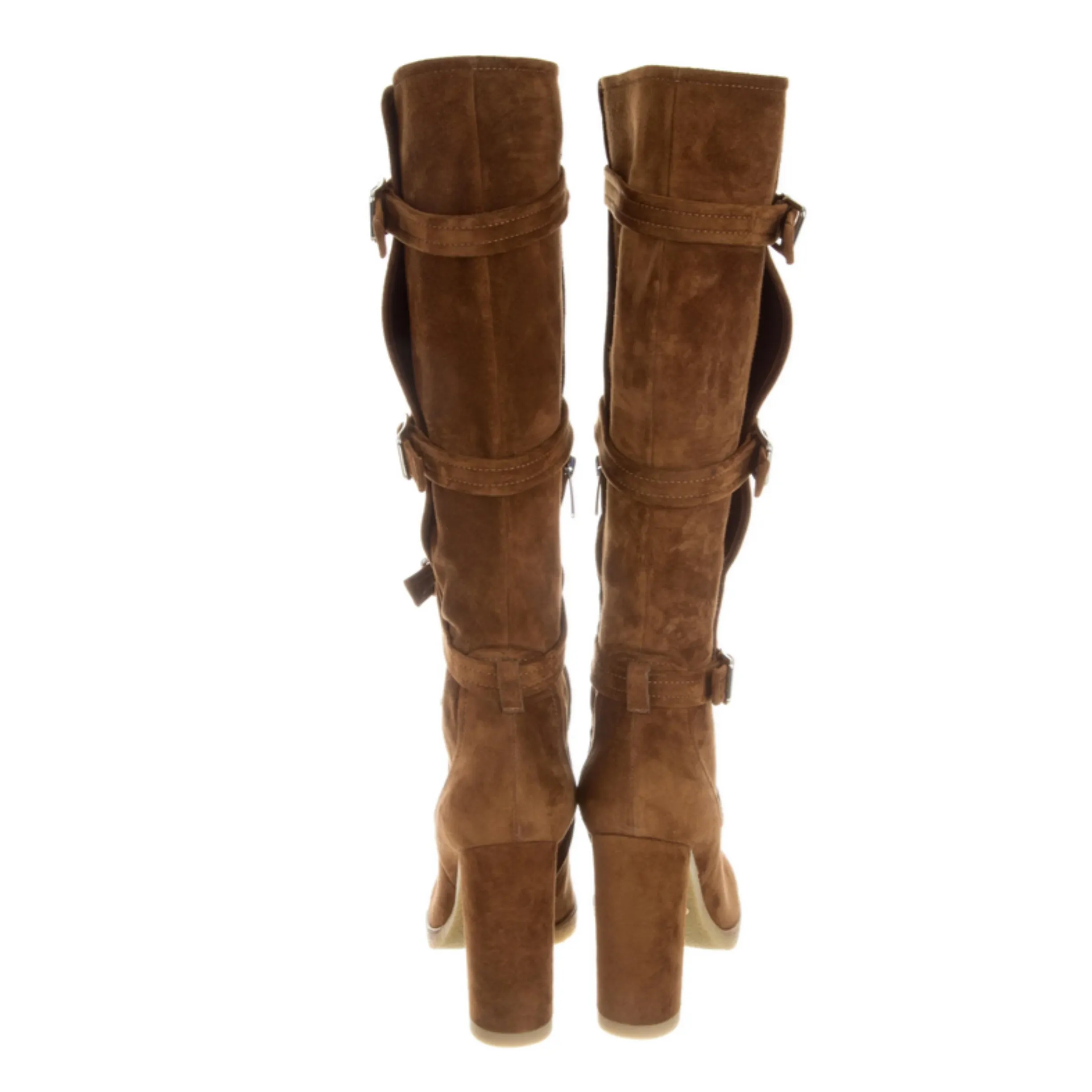 GIANVITO ROSSI Caramel Suede Stormer Knee-High Boots Size 9.5 (39.5 IT) NWB