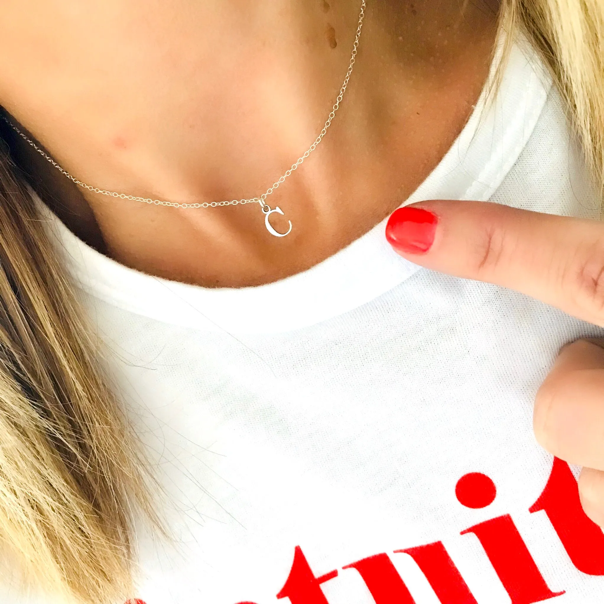 Girls Initial Necklace Sterling Silver