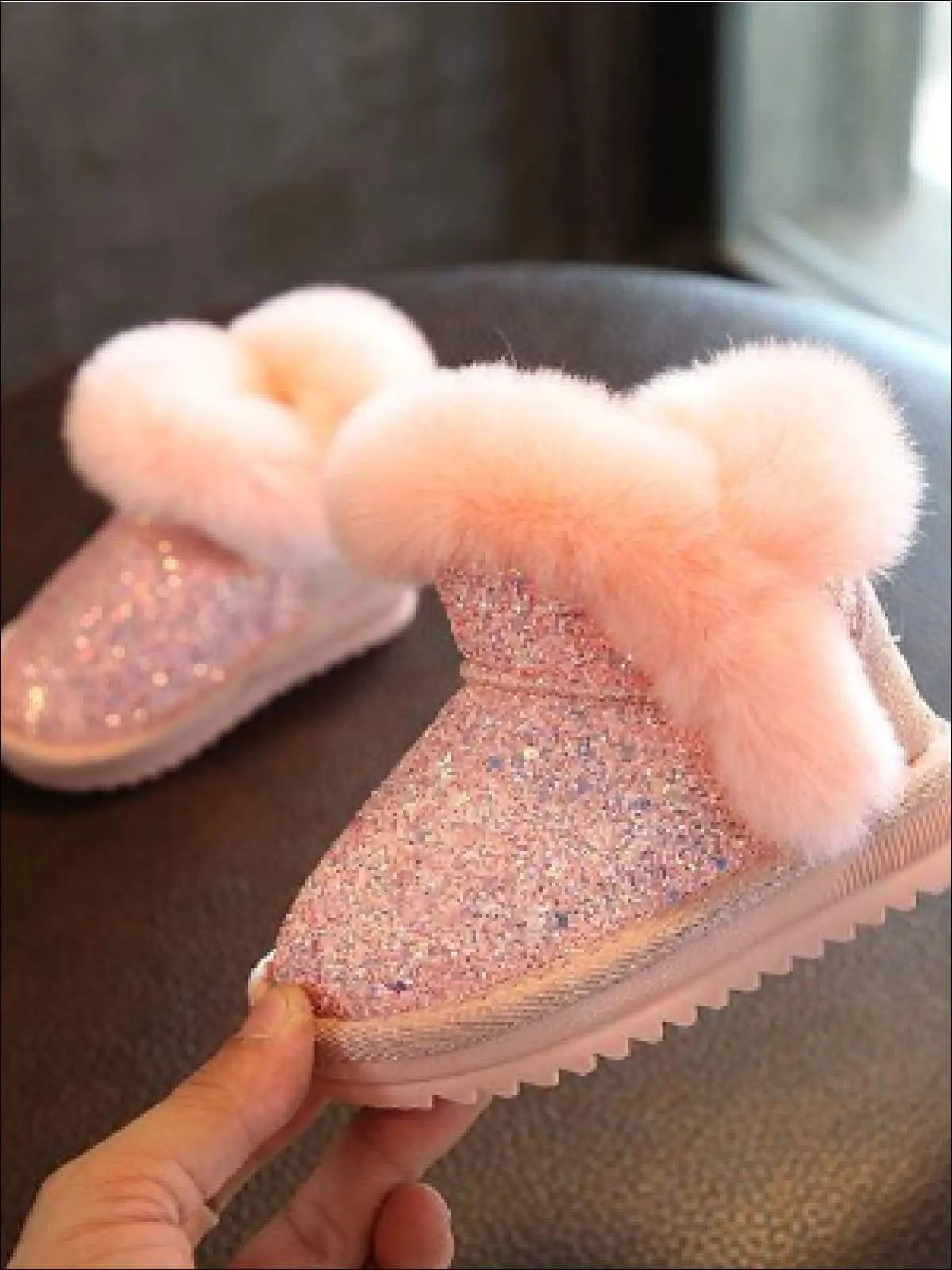 Girls Sparkle Furry Ankle Boots By Liv and Mia