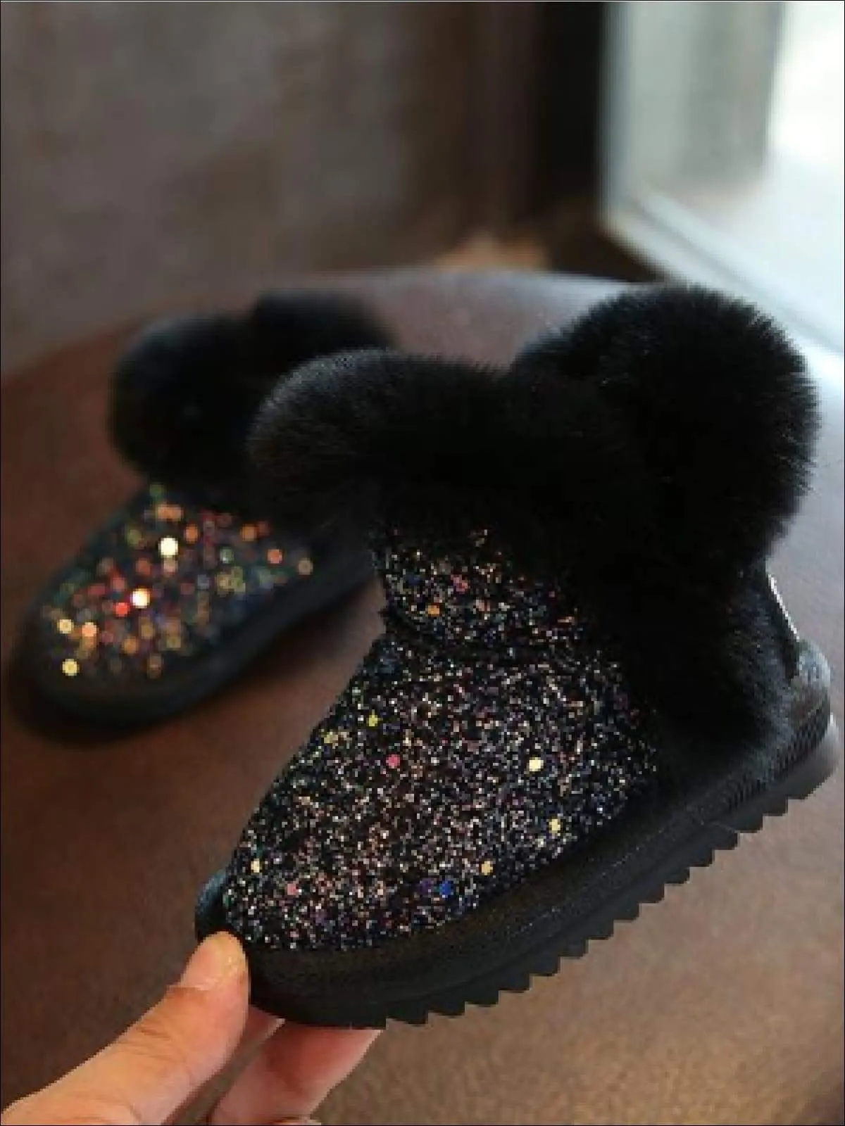 Girls Sparkle Furry Ankle Boots By Liv and Mia