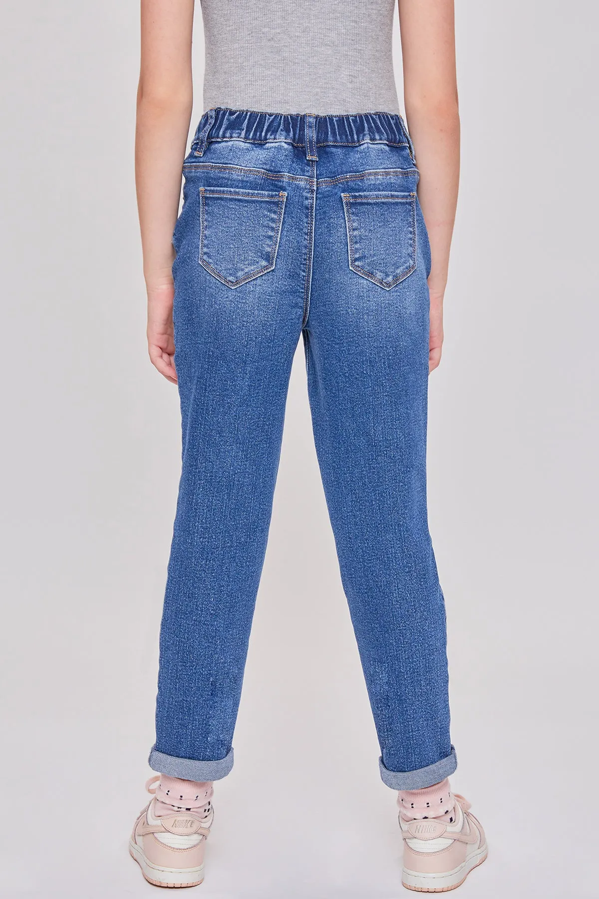 Girls Taylor Relax Fit Elastic Back Roll Cuff Jeans, Pack Of 12