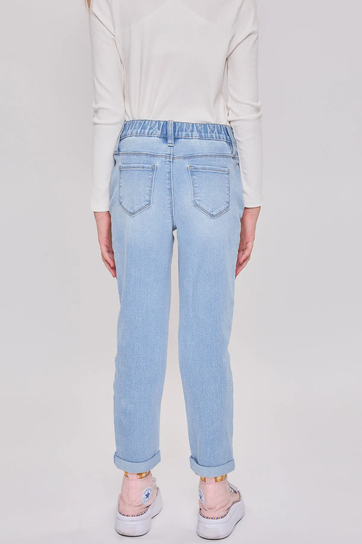 Girls Taylor Relax Fit Elastic Back Roll Cuff Jeans, Pack Of 12