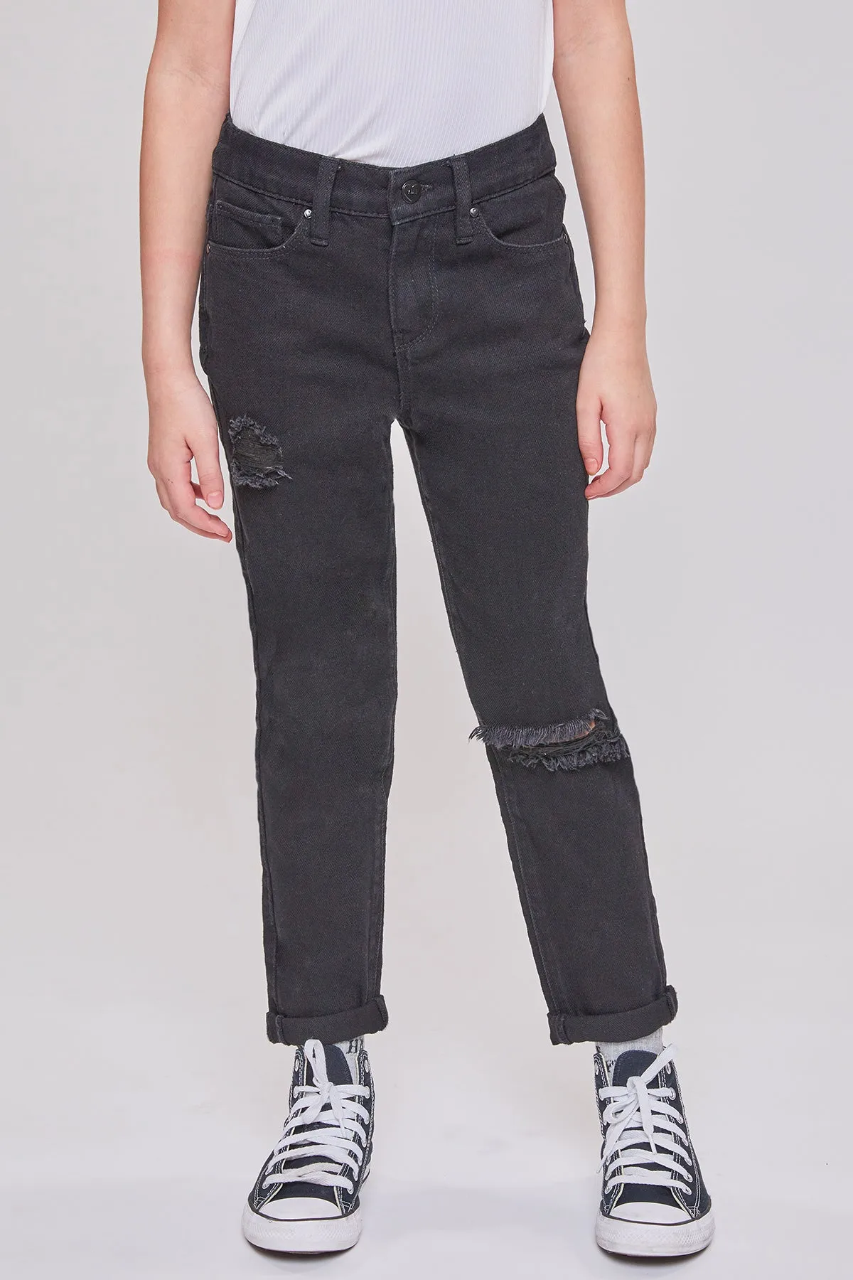 Girls Taylor Relax Fit Elastic Back Roll Cuff Jeans, Pack Of 12
