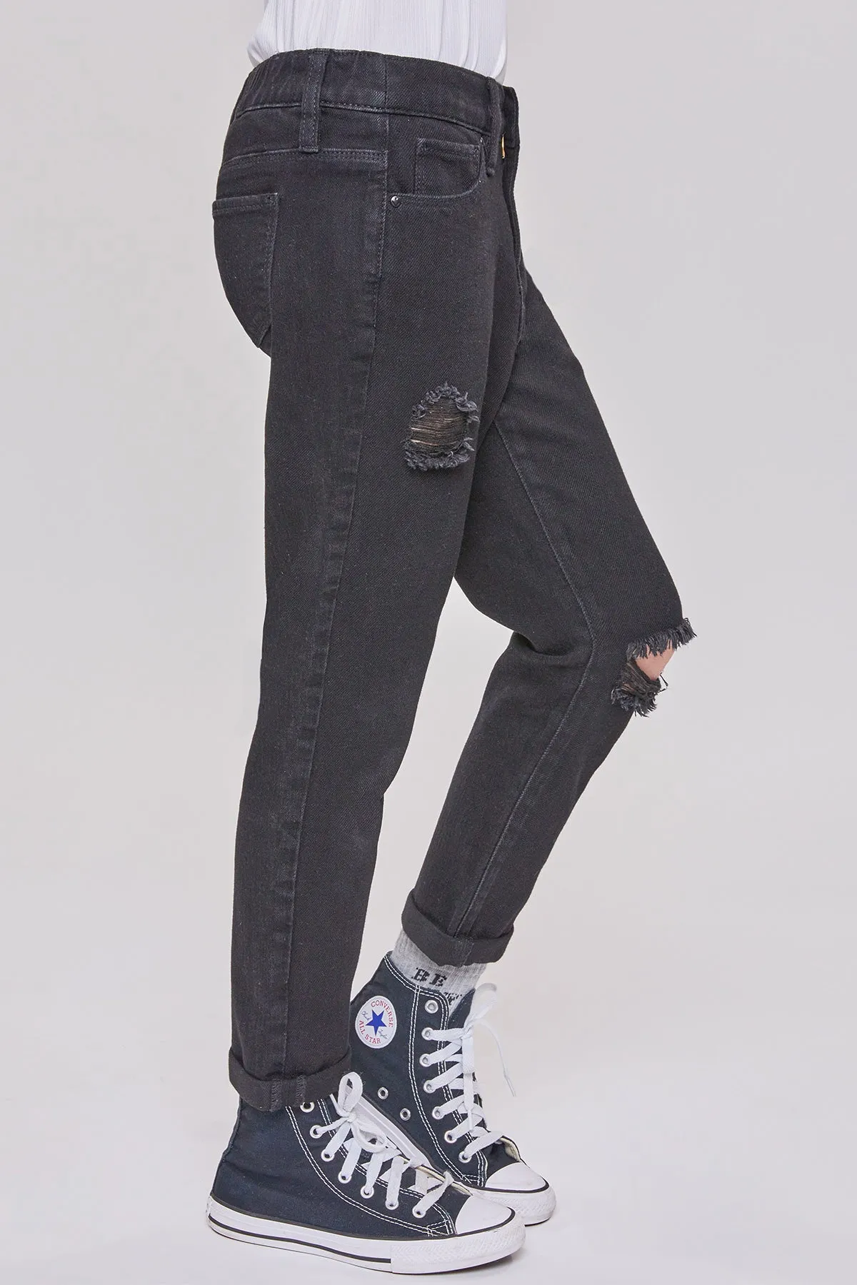 Girls Taylor Relax Fit Elastic Back Roll Cuff Jeans, Pack Of 12