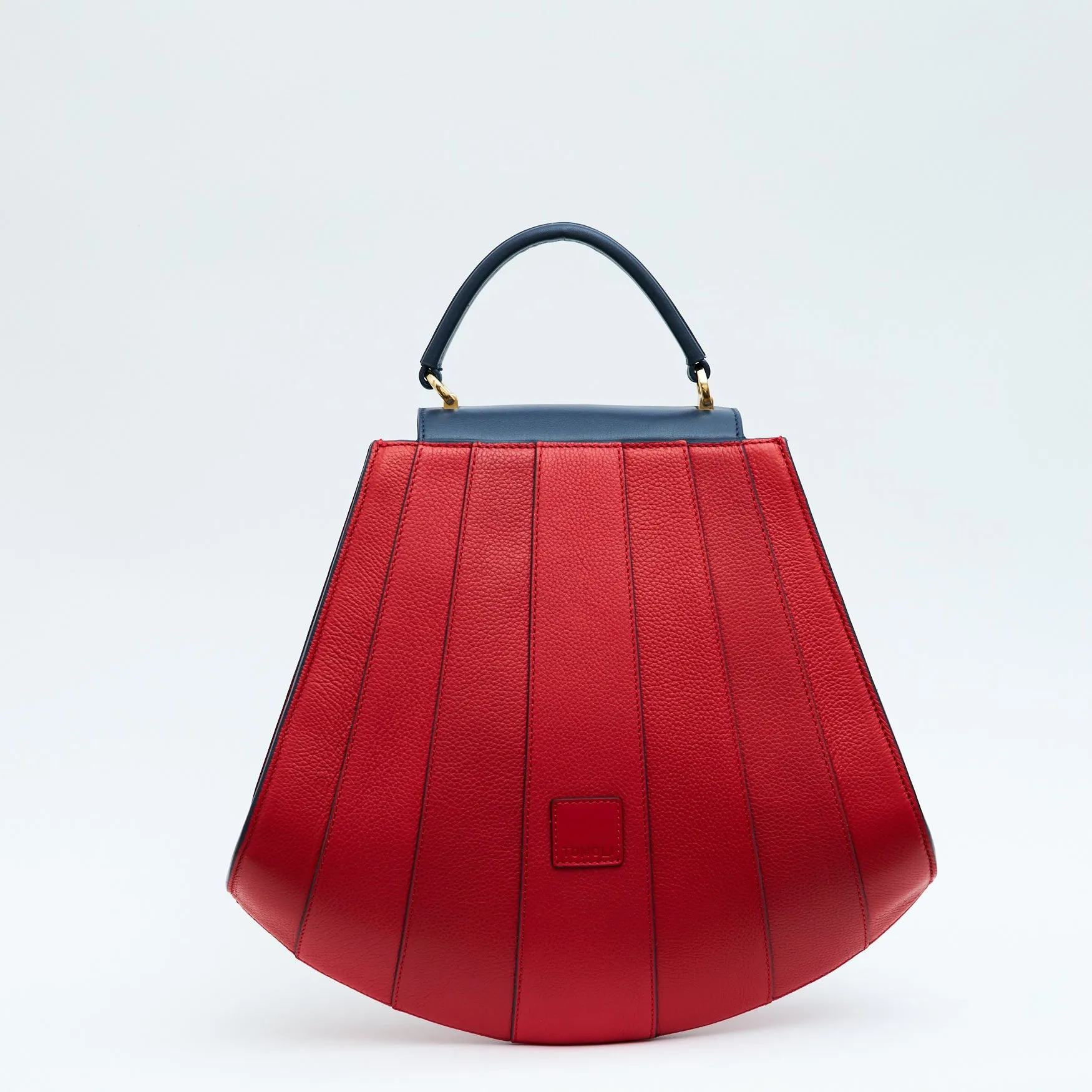 gisel tapered top handle leather handbag - shady red