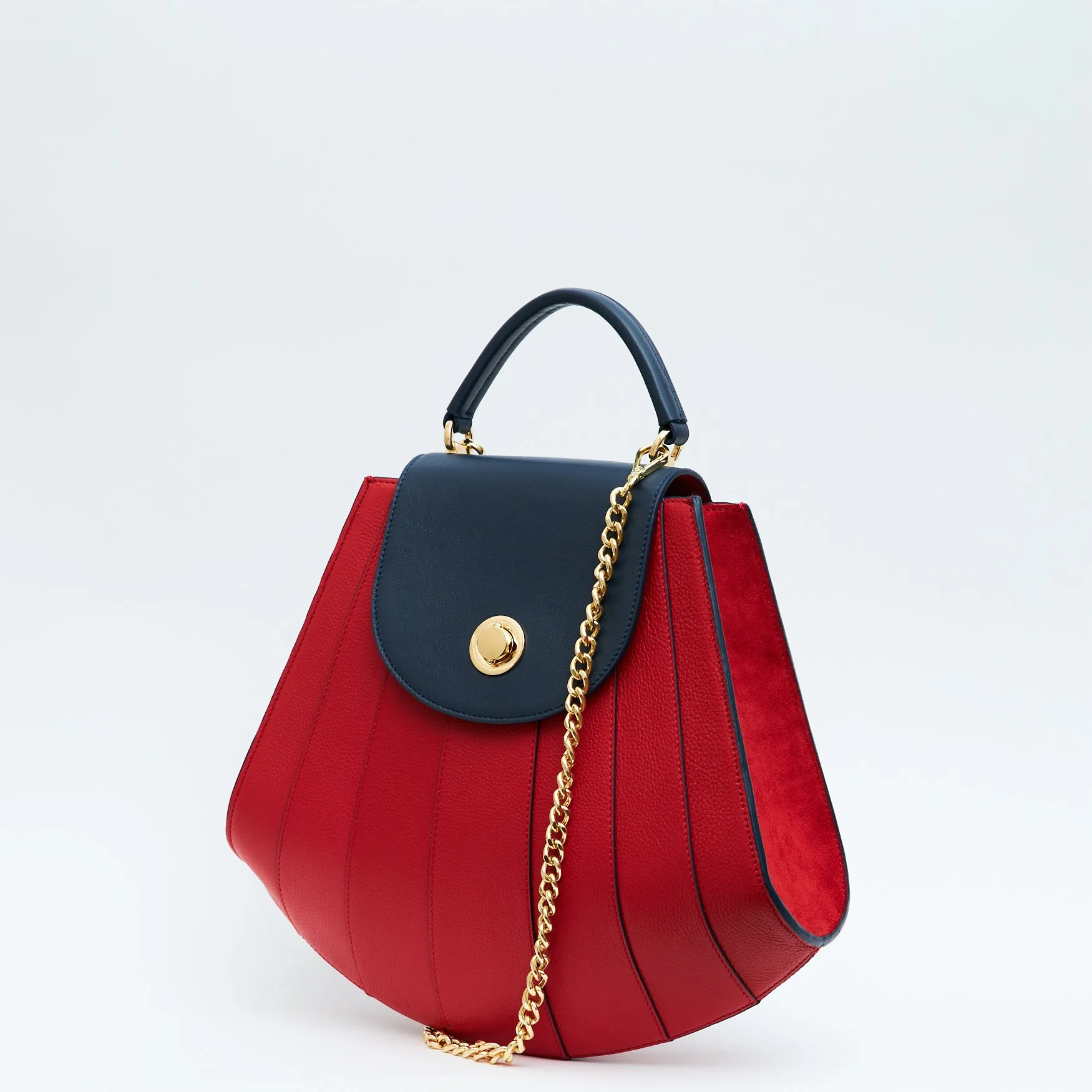 gisel tapered top handle leather handbag - shady red