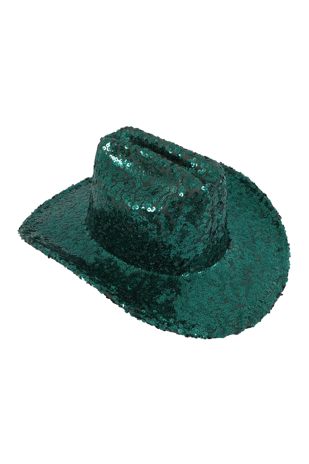 Glitter Solid Color Fedora Cowboy Hat Green  - Pack of 6