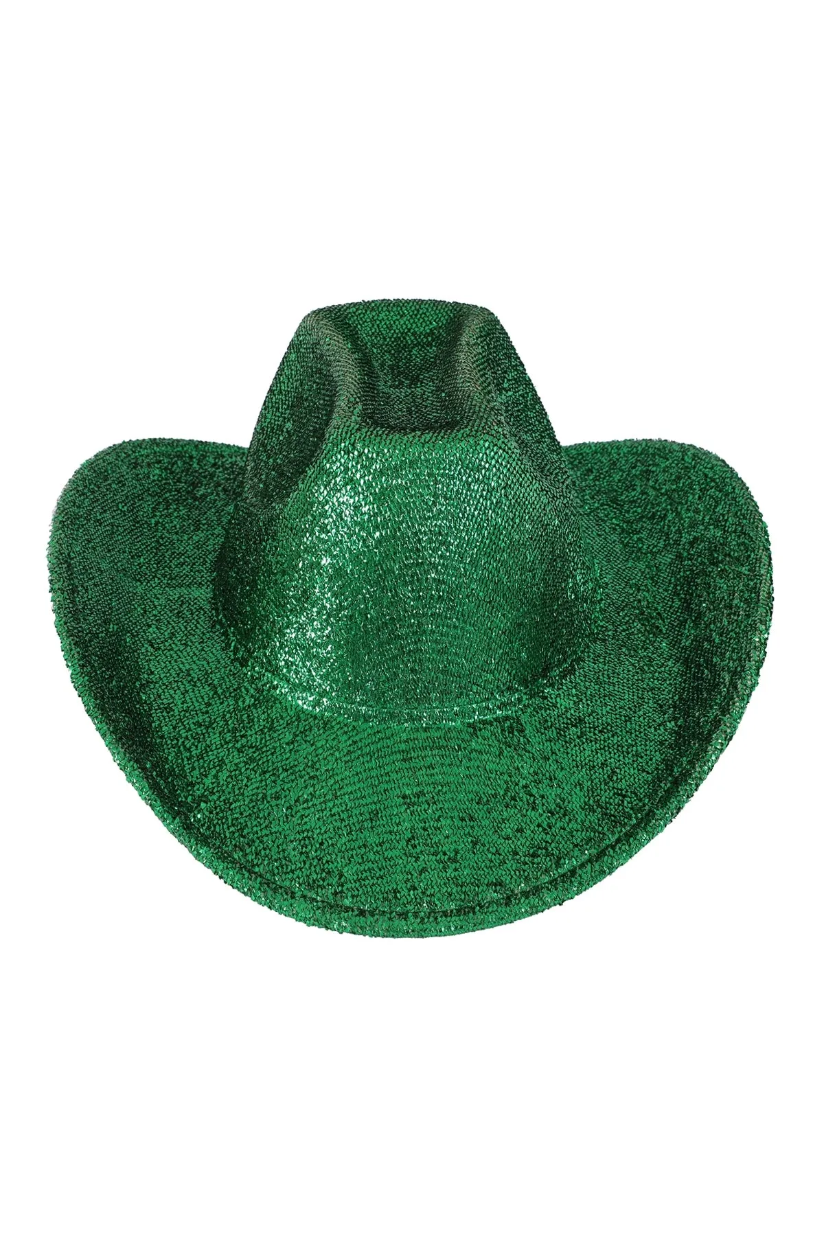 Glitter Solid Color Fedora Hat Green  - Pack of 6