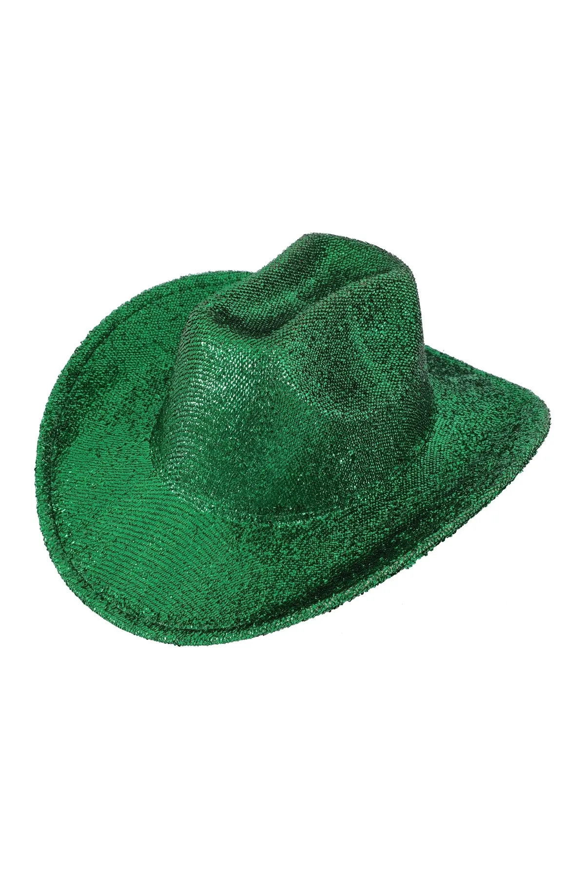 Glitter Solid Color Fedora Hat Green  - Pack of 6