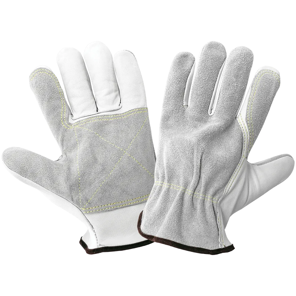 Global Glove & Safety 3150G Premium Goatskin Palm and Split Cowhide Back Drivers Gloves