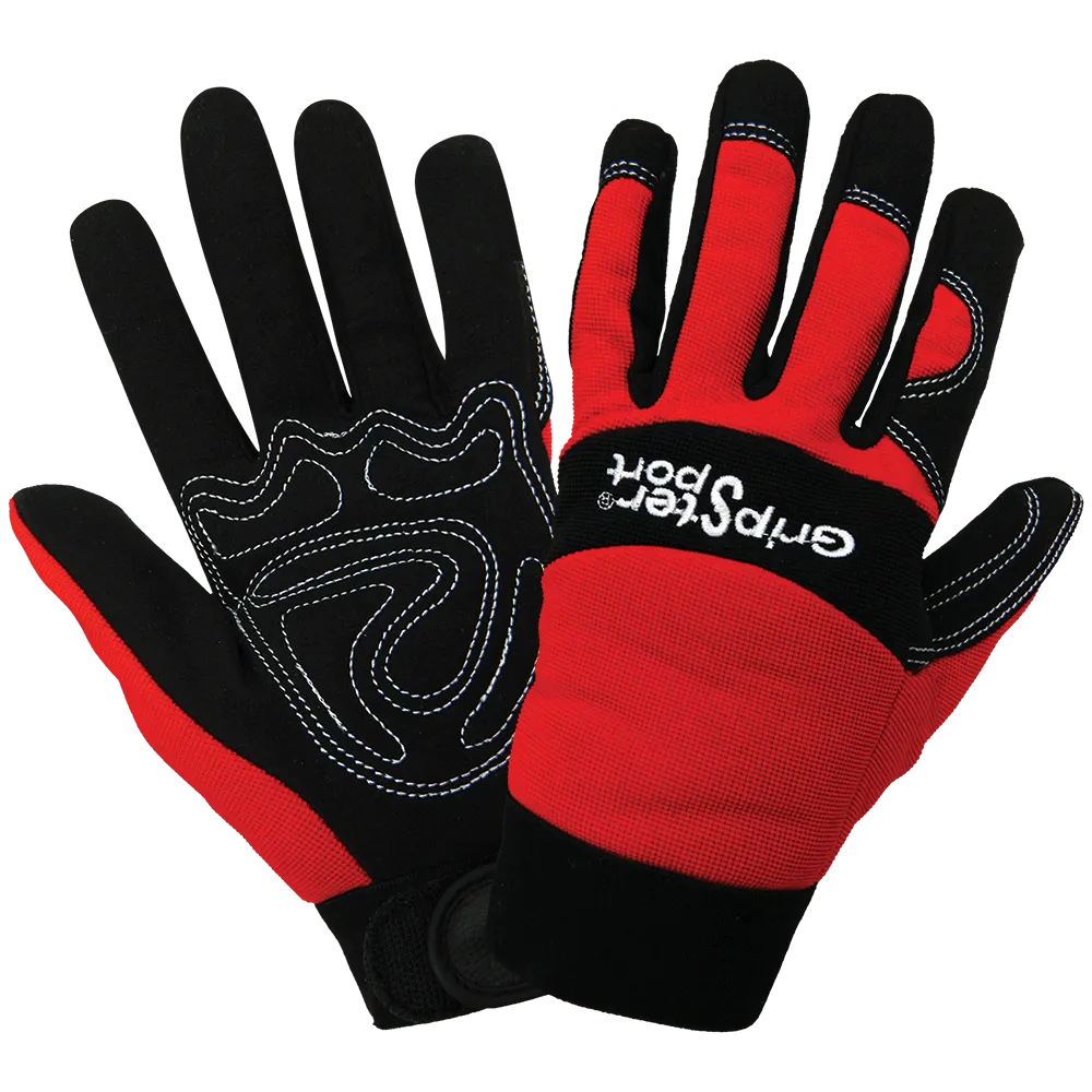 Global Glove & Safety SG9000 Gripster® Sport Synthetic Leather Palm Performance Mechanics Style Gloves, Spandex Back