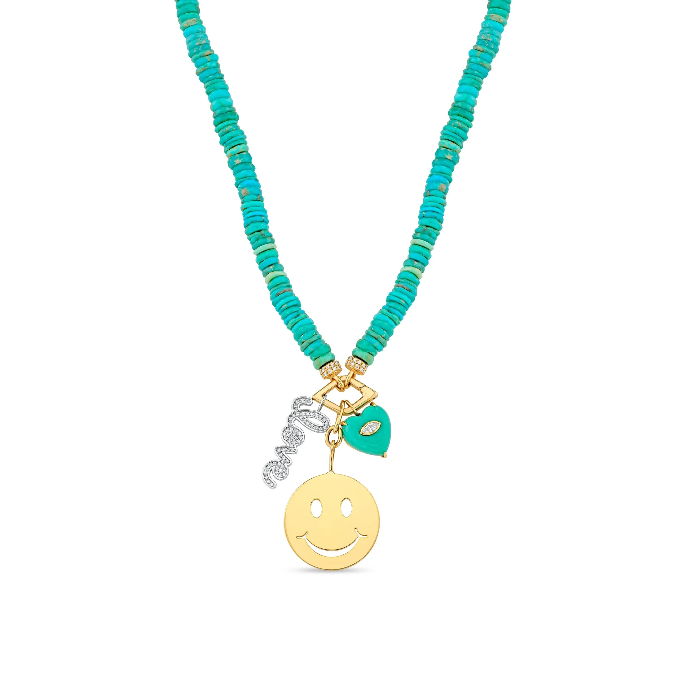 Gold & Diamond Cali Love Turquoise Necklace