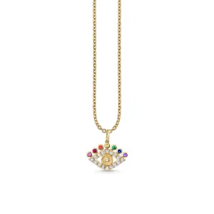 Gold & Diamond Rainbow Lashes Eye Charm