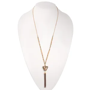 GOLD AND CREAM BEADS TASSEL NECKLACE #SWKK-3368GCOF (NC3)
