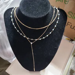 Gold and light blue necklace set
