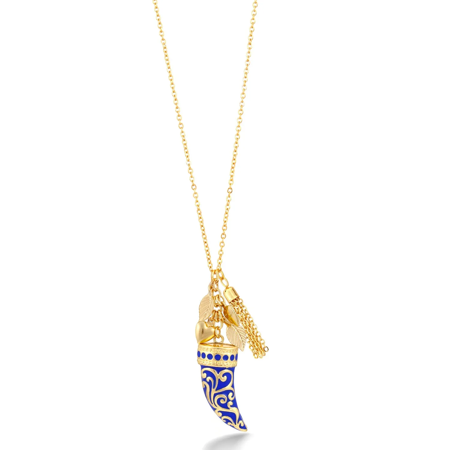 GOLD BLUE HORN PENDANT NECKLACES #HNN86538GDBU (AC12)