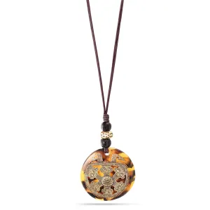 GOLD BROWN 2.5" INCHES TRIBAL PENDANT CORD  NECKLACES #QN11620 (SG1/SH1)