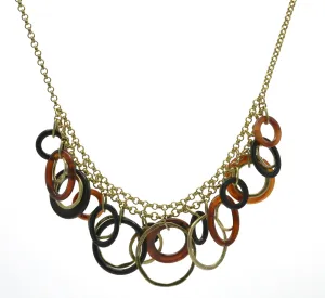 GOLD BROWN AND BLACK CIRCLE CHARM NECKLACE # SC30085_G-BROWN (MA5)