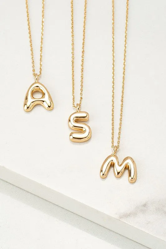 Gold Bubble Initial Necklaces