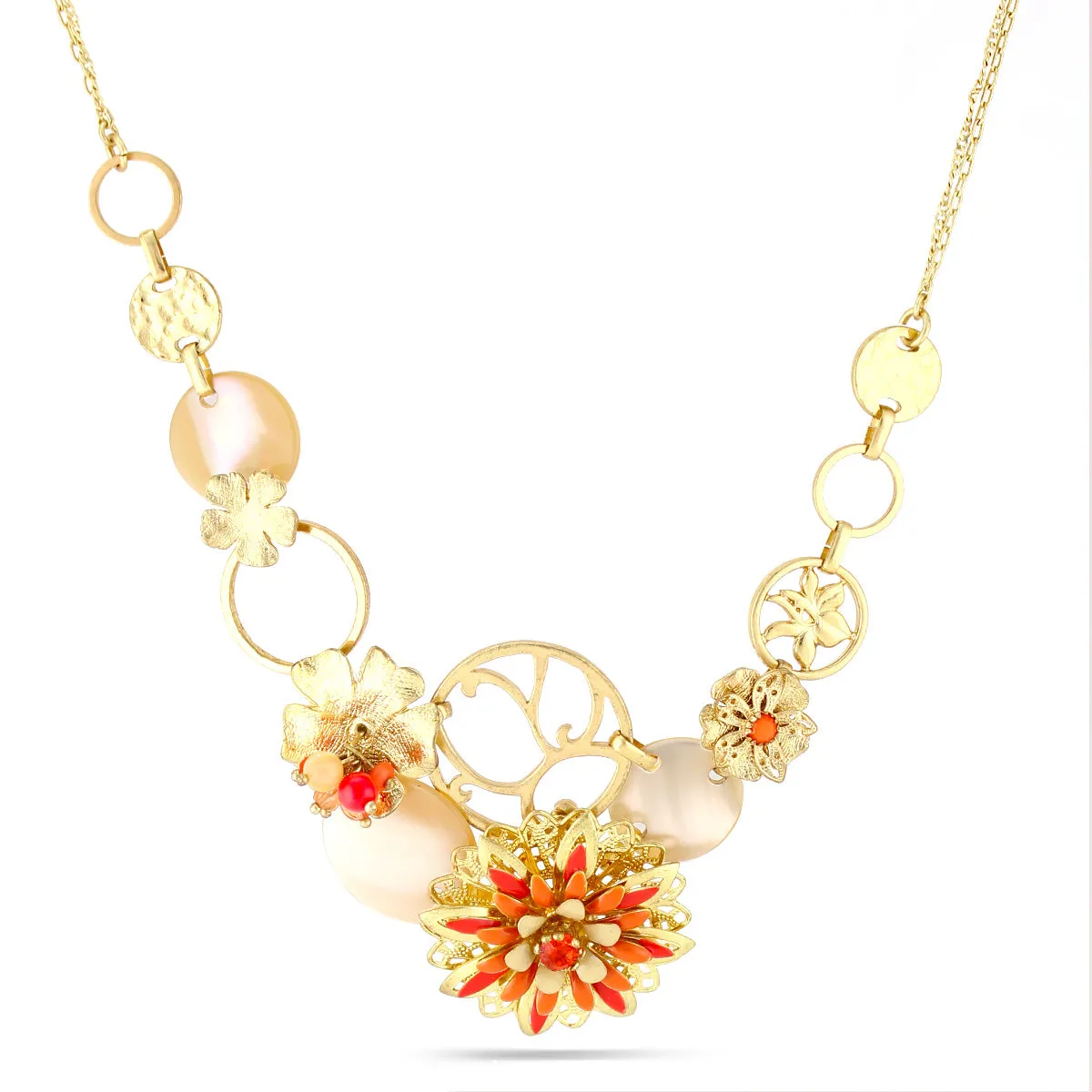 GOLD CORAL PEACH MOP NECKLACES #233CR1101 (10E1)