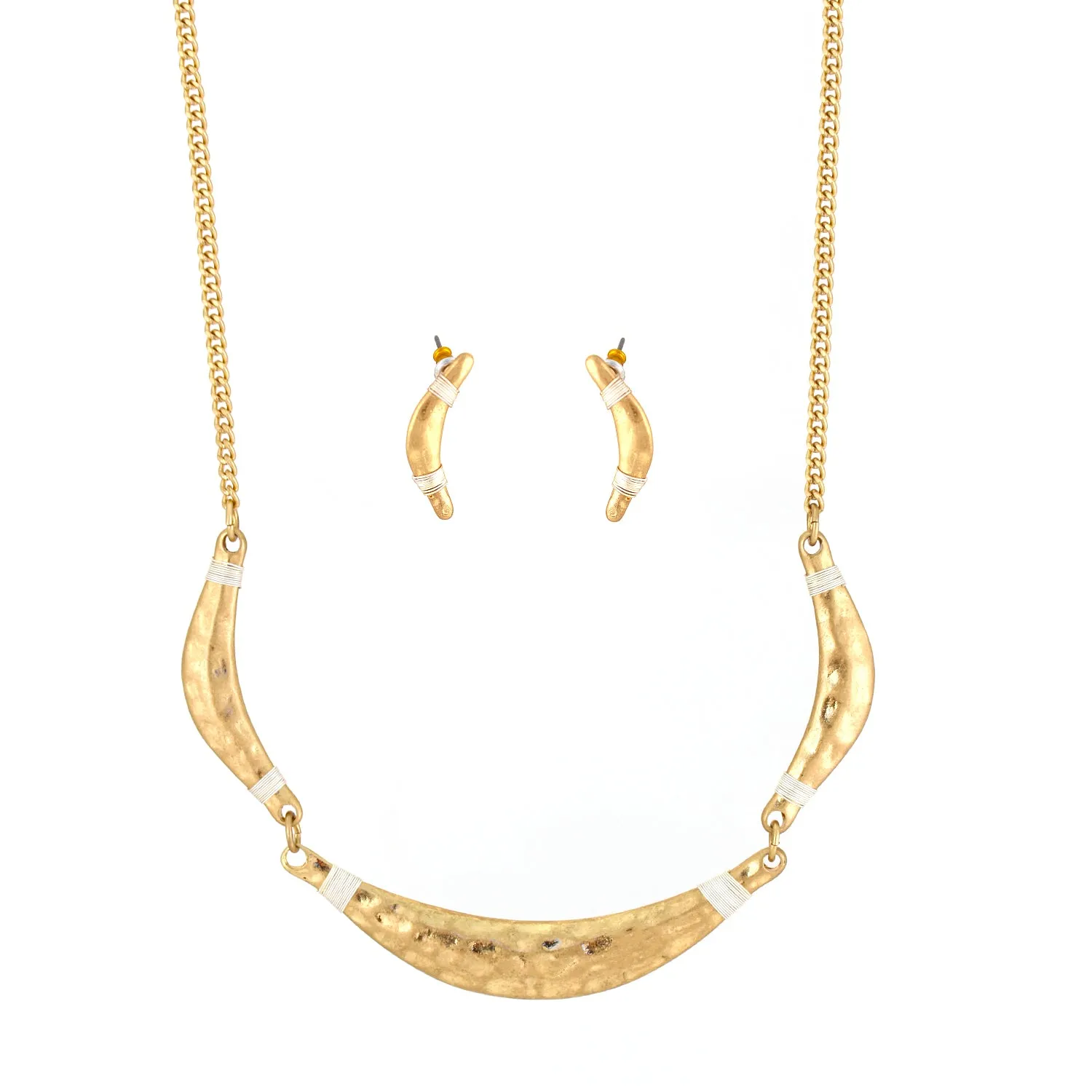 GOLD EARRINGS AND NECKLACES SET #HNN E123461 GLD