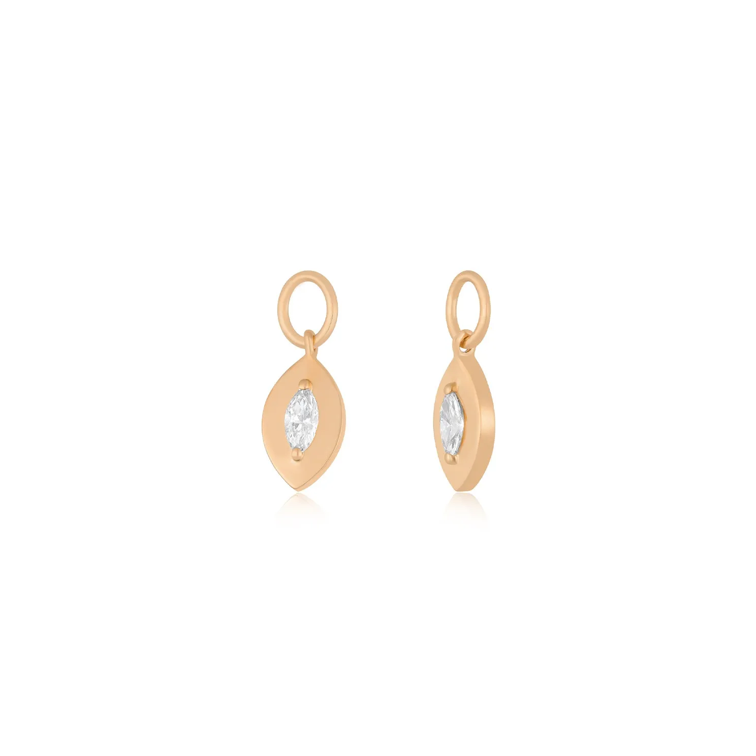 Gold Frame Marquise Diamond Huggie Charm