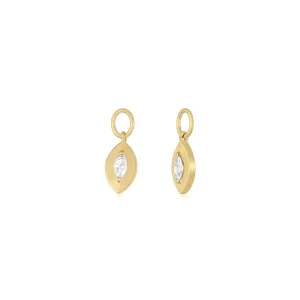 Gold Frame Marquise Diamond Huggie Charm