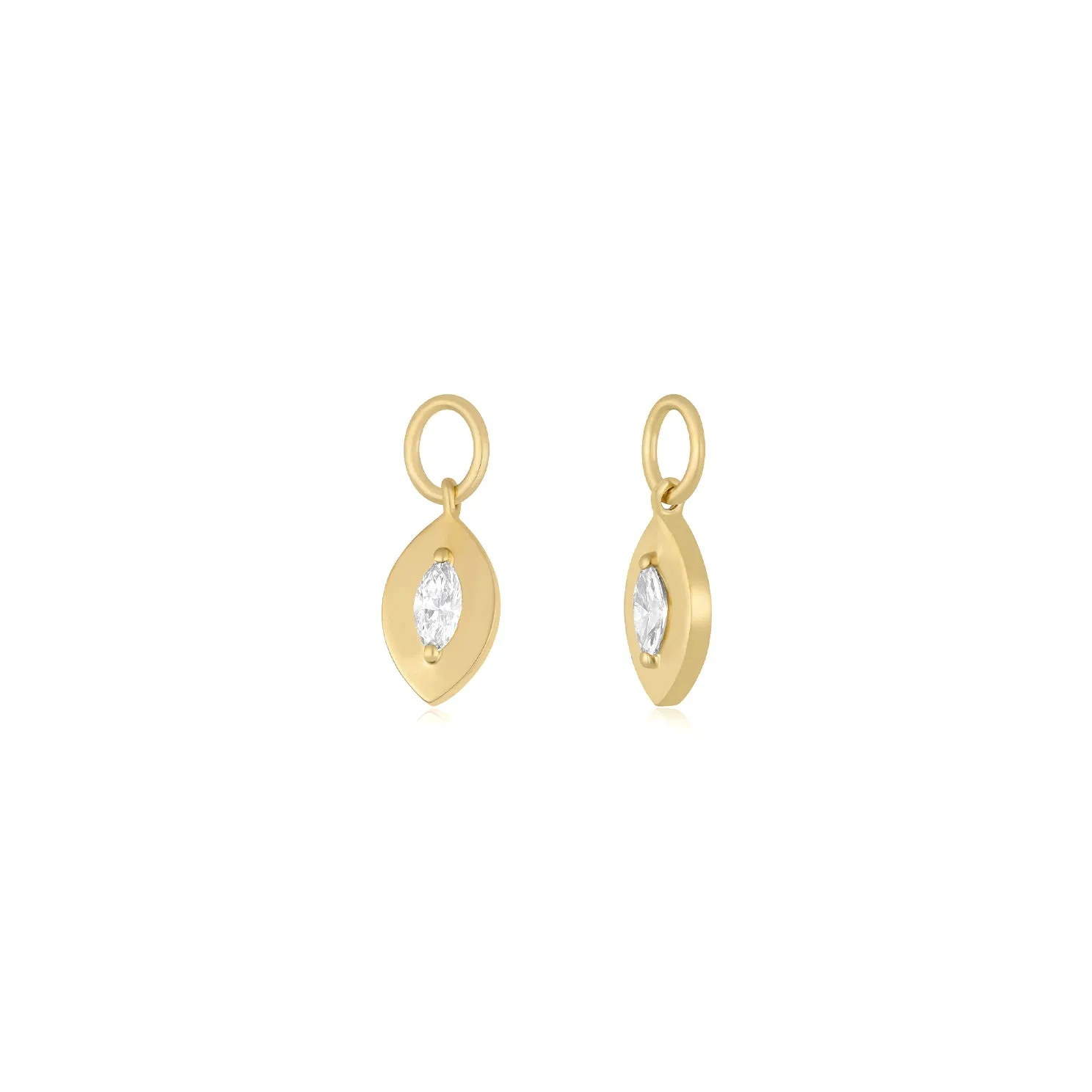 Gold Frame Marquise Diamond Huggie Charm